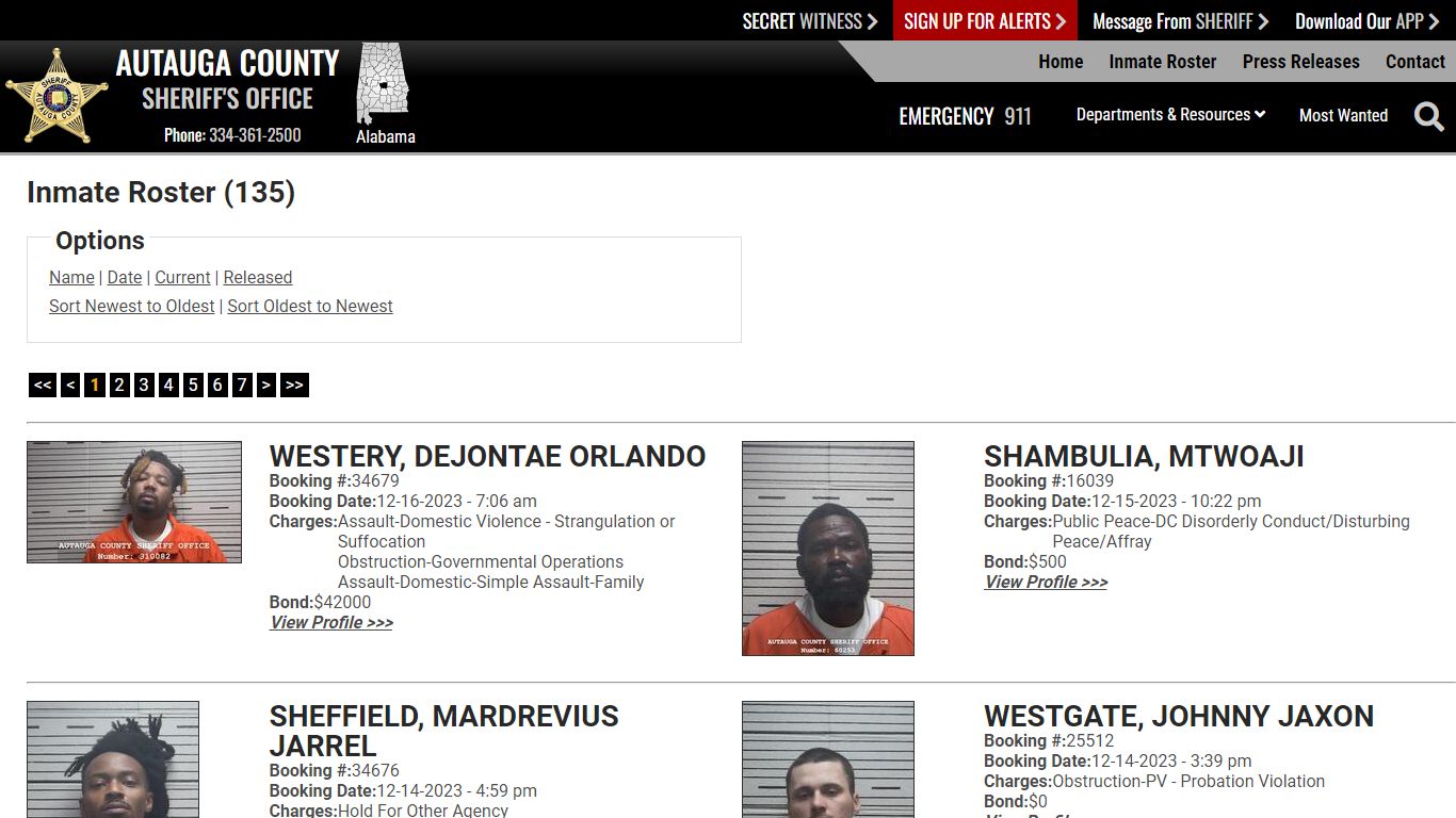 Inmate Roster (128) - Autauga County Sheriff's Office